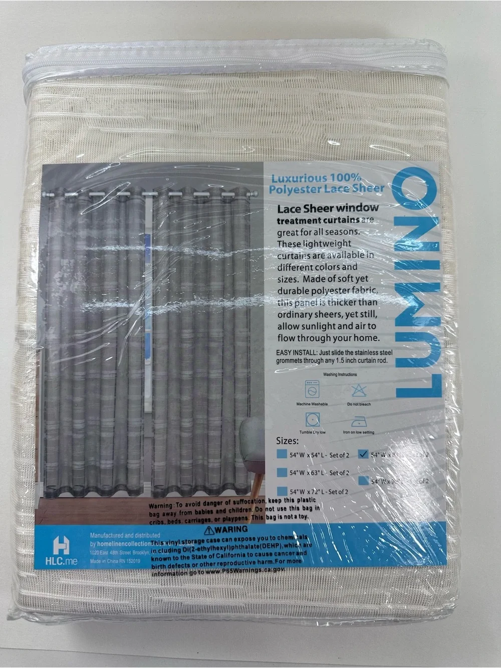 Lumino Broadway Lace Curtain Panel in Ivory